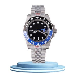 MENS Titta på 40mm armbandsur Montre de Luxe Mechanical Watch 904l Rostfritt stål Blue Black Ceramic Sapphire Glass Super Luminous Self-Wind Montres For Gifts