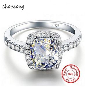 Promotion GALAXY 925 Sterling Silver RING Luxury 4 CZ Diamond Crystal Wedding Rings For Women SIZE US 5 6 7 8 9 10 11 121029027