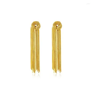 Dingle örhängen 6Pair Gold Plated Bar Long Thread Tassel Drop Pearl Base For Women Brud Earring Fashion Wedding Jewelry