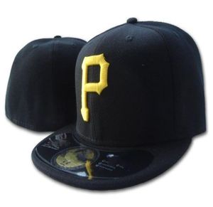 Top Quality Pirates Equipado Caps P Letter Boné de Beisebol Bordado Equipe P Letter Size Flat Brim Hat Pirates Baseball Size Caps para 9858266