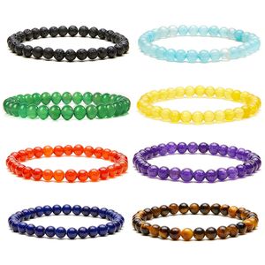 Deingn Armband 6mm Natural Stone Healing Crystal Stretch Beaded Armband Kvinnor Män handgjorda ädelstenar runt Bangle unisex smycken