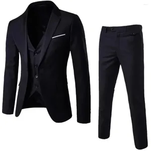 Herrspårar Fashion Jacket Vest Byxor Three-Piece Set Solid Color Business Gentleman Casual Slim Fit Wedding Dress Suit S-6XL