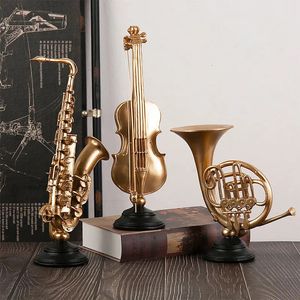 Musical Instruments Miniatures Resins Crafts Music Violin Saxophone Model Figurines Home Decoration Living Room Bookcase Desktop 231225