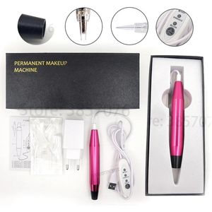 Machine Professional Semi Permanent Makeup Hine Eyebrow Lip Contour Pen Beauty Art Tattoo Gun Hine Kit with 10pc Cartridge Needles