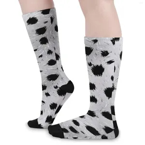 Damensocken, Dalmatiner-Spots, Druck, Schwarz und Weiß, Neuheitsstrümpfe, Winter, Anti-Schweiß, warm, weich, Muster, Outdoor-Sport