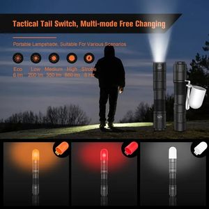 1pc S21 EDC Tactical Flashlight, 880LM Rechargeable Keychain Light Torch With Tail Magnet, Outdoor Emergency Camping Lantern