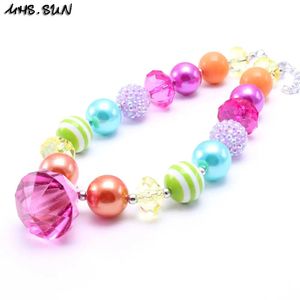 Necklaces MHS.SUN Colorful Chunky Beads Necklace With Water Drop Pendant Fashion Child/Kids/Girls Bubblegum Necklace Jewelry New