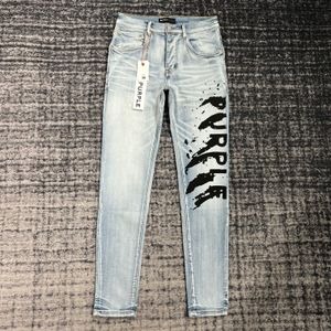 2023 roxo-bran * homens designer antienvelhecimento fino ajuste jeans casuais pu2023900 calças masculinas de luxo de alta qualidade tamanho 30-32-34-36