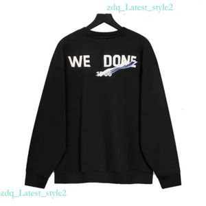 Herrhuvtröjor Sweatshirts Designer Luxury Wedone Classic High Quality Street Hip Hop Casual Welldone American Fleece Sweater Round Neck Autumn Winter Warm Trend Top