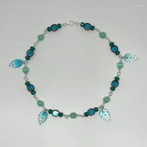 Ожерелья с подвесками Ожерелье Аватар Стеклянные бусины Лист ручной работы