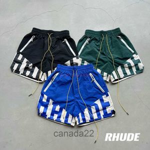 40offmens Shorts Designer Curto Moda Casual Roupas Praia Shorts Enlatados Rhude 23fw High Street Heavy Industry Emendado Casal Solto Capris J UR1Z