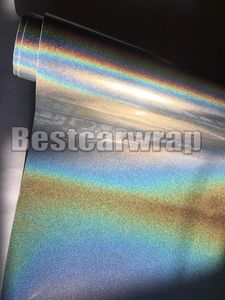 Klistermärken Silver Psychedelic Gloss Metallic Flip Vinyl Wrap for Car Wrap med Air Bubble Free Psychedelics Luxury Car Wrapping Film som 3M