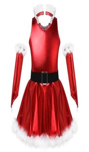 Girl039s sukienki dla dzieci Balet Balet Lotards Wyjazd świąteczny kostium bez rękawów Otwarte Back Cequine łyżwiarstwo figurowe Tutu Santa DA4112702