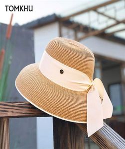 Mulheres Anel Top Verano Chapéu de Palha Verão WideBrimmed Boater Chapéu Senhoras Elegantes Chapéus de Sol Faixa de Fita Chapéu Fedora Chuch Derby 2207162667750