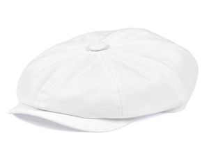 Botvel White Twill Cotton Newsboy Cap för män Kvinnor Klassiska Cabbies Driver Apple Caps Gatsby Flat Hat Baker Boy Headpiece 003 T205385997