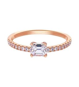 100 925 Sterling Silver Emerald Cut Created Moissanite Wedding Engagement Simple Rose Gold Ring Fine Jewelry Gifts3468377