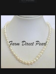 gioielli di perle sottili naturali da 22quot pollici lunghi genuini da 78 mm collana di perle a filo bianco6550103