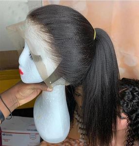 Yaki rak t del 13x3 spets fram peruk naturlig färg syntetiska långa peruker värmebeständigt fiber hår för plucked pannband wigss för5456689