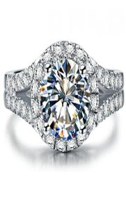Skönhetstest Positiv 2CT 8mm de Moissanite Diamond Ring S925 Engagementsmycken för kvinnor1087737