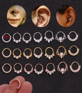 Clear Zircon Nose Ring Creative Micro Set Nose Nail Round Ear Bone Body Piercing Jewelry 20G Whole Septum Ring Copper CZ Gem1057985