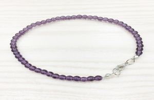 MG0141 Hela naturliga Amethyst Anklet Handmade Purple Crystal Mala Bead Anklet 4 MM Mini Gemstone Jewelry6536934