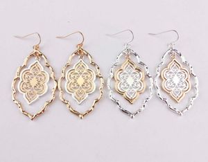 Trendiga klippte ut Marocko Dangle Chandelier Filigree Two Tone Frame Statement Drop Earrings for Women Earrings5128438