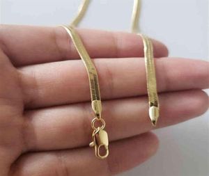 Nunca desbote 18k ouro real preenchido com manchas de aço colar de corrente plana para mulheres20879431868