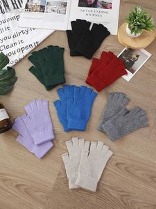 Försäljning Wool Mitt Exposed Fingertip Women's Gloves Winter Autumn Work Gloves Sticked For Women Fingerless Gloves Drive Mittens 231225