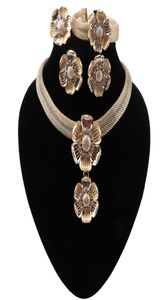 African Bridal Dubai smyckesuppsättningar för kvinnor charm indiska halsbandsarmband ringörhängen nigeria bröllop smycken set3095290
