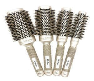 Mythus Professional Nano Technology Ceramic Ionic Hair Round Brush Boar Bristle Antistatic Heat Resistant Hair Curling Brushes 2202312672