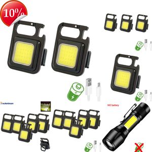 Novas lanternas portáteis mini led chaveiro lanterna bolso luz de emergência usb recarregável chaveiro luz cob luz de trabalho tocha de emergência