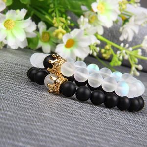 2 teile/satz Neue Perlen Armband Männer Und Frauen Krone Makramee Hochzeit Stil Charme Armbänder Armreifen Zubehör Gift270e