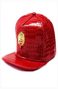 メンヒップホップキャップストリートダンス野球ヒップホップハットゴールデンライオンヘッド野球キャップフェイクレザーカジュアルワニ穀物太陽帽子SNA7664278