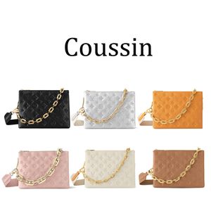 M57790 Luxo Coussin Chain Clutch Bolsas de Ombro Mulheres Mens Couro Real Cross Body Carteiras Designer Bolsas Moda Sling Tote Pochette Bolsa Em Relevo Saco de Noite