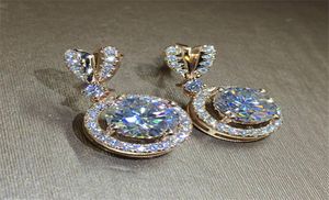 Bowknot 18K Rose Gold Diamond Dangle Earring Oryginalne 925 Srebrna biżuteria Party Wedding Kolczyki dla kobiet Bridal1625063