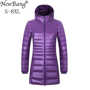 Parkas NewBang Brand 6XL 7XL 8XL Plus Size Down Coat Female Long Winter Ultra Light Down Jacket Women Hooded Feather Jacket Warm Coat