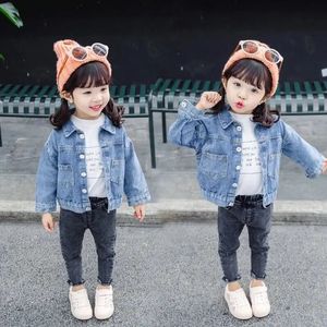 Fashion Cartoon Lovely Baby Girls Denim Jackets Spring Solid Coat Autumn Children Outerwear Kids Outfits 1-13 Years XMP34 231225