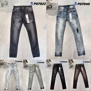 Jeans di marca viola Jeans firmati Pantaloni slim fit in denim da uomo Design dritto alla moda Lavaggio retrò Streetwear Pantaloni sportivi casual Jeans viola