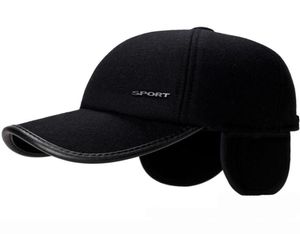 HT1856 Autumn Winter Hats for Men Black Grey Wool Feel Men Caps Caps Warflap Baseball Hats Regulowane czapki baseballowe J5025703