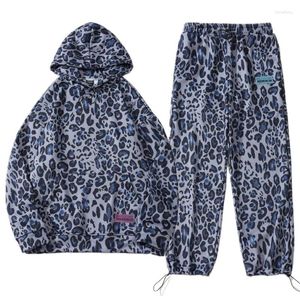 Tute da uomo 2023 Tuta da uomo 2 pezzi Set Leopard Felpe con cappuccio Pantaloni sportivi Tuta sportiva oversize Abbigliamento uomo casual Ropa Hombre