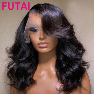 Perucas de renda perucas corpo onda bob 13x4 transparente frontal brasileiro cabelo humano virgem remy 5x5 fechamento 180 densidade 230314