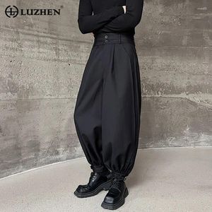 Herrbyxor luzhen ben eleganta lösa män kinesiska byxor trendiga breda streetwear fast färg stilig baggy casual tidvatten 179997