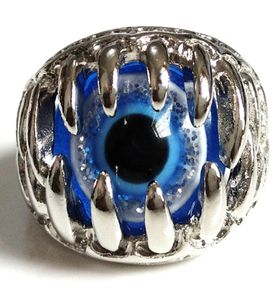 Nuovo 25 pz Unico Uomo Blu Devil Eye Anello in Argento Demone Male Gotico Artiglio Occhi Interi Gioielli di Moda Biker Punk Rocker Stile Man9037750