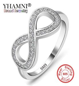 Yhamni Fashion Eternity Ring 925 Sterling Silver Ring Luxury Cubic Zirconia Engagement Wedding Rings Gift for Women Kyra0233973241