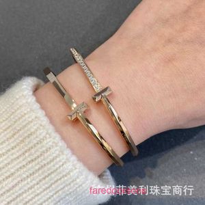 Tifannissm popular Luxury Designer bracelet Premium 18K Rose Gold t1 Bracelet for Womens Light Luxury and Small Group Narrow Edition with Dia With Original Box