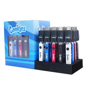 Ciasteczka/Backwoods Square Vape Pen Bateria 500 mAh Zmienne napięcie 510 Gwint Denowe Regulowane napięcie 20ct wyświetlacz 2,7V-4,2V Bateria papierosowa