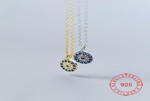 925 Sterling Silver Womens Cubic Zirconia devil evil blue eye Pendant delicate tiny charms necklace birthday Day gift5520277