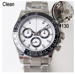 116500LN Herrarna Watch Clean V3 Ny version White Cermica Bezel TimeKeeping Function Cal.4130 Mekanisk rörelse Meteoritjocklek 12.2 Kronograf Mänklockor