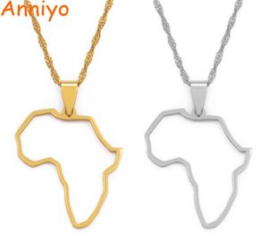 Anniyo Africa Profilo Collane con ciondolo Colore oro Mappe africane Gioielli Etiope Nigeria Ghana Congo Etnico 1135215437481