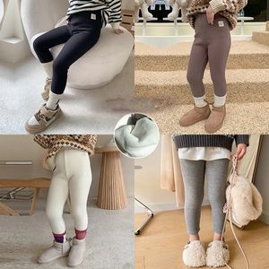 Fleece foder varm vinter höst barn kläder småbarn flickor leggings mode barn byxor bomullsflickor byxor baby tjocka leggings 231225